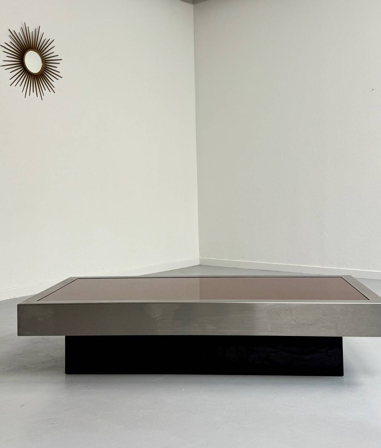 Ancienne table basse verre et chrome design italien des années 70 vintage