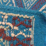 Handmade blue mergoum rug in natural wool