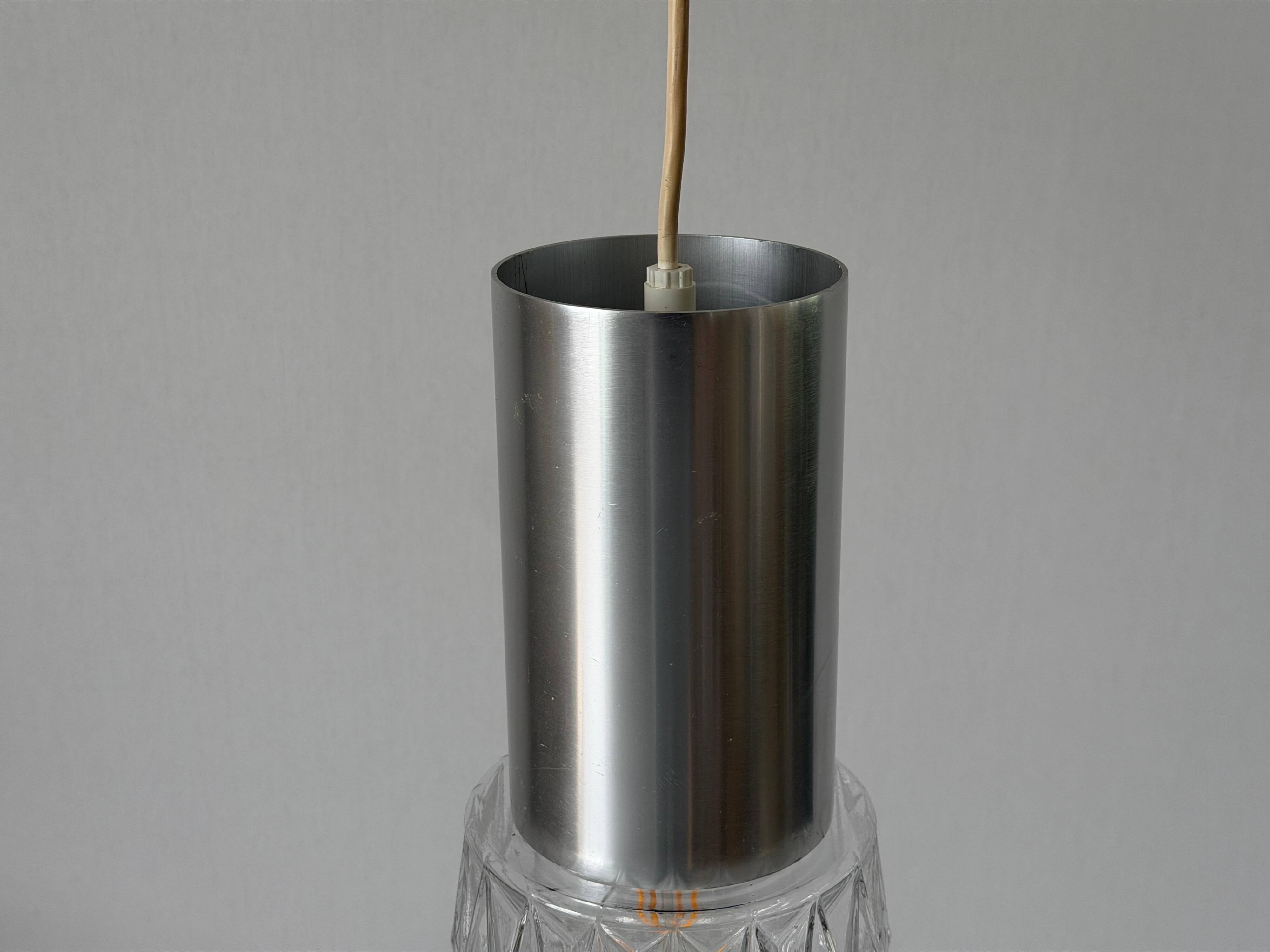 Glass ceiling light with a metal frame, 1960s, Germany