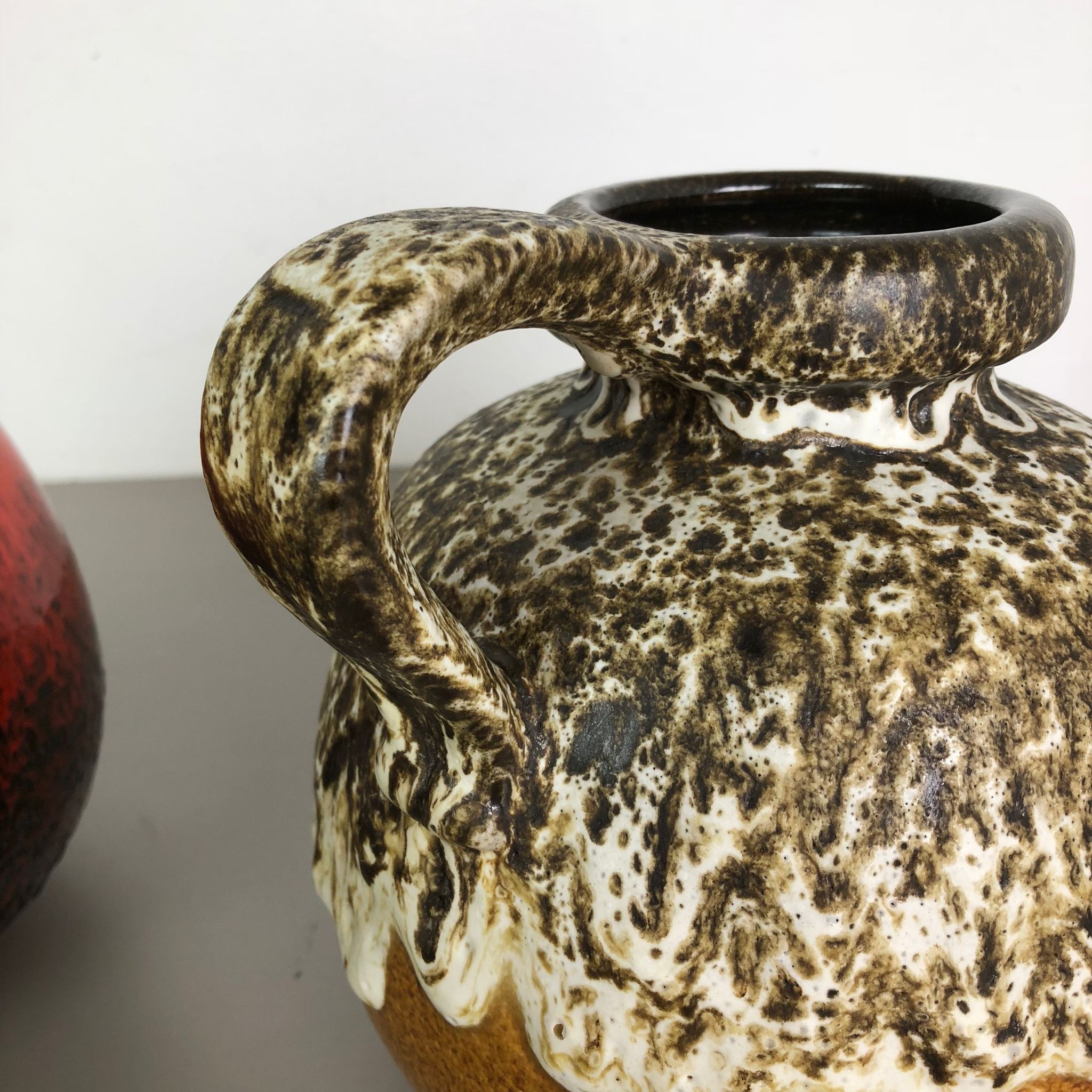 Set of Two Pottery Fat Lava Vases Model "484-21" Made by Scheurich Germany 1970s