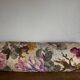 XL floral linen canvas bolster cushion from the 1950s.