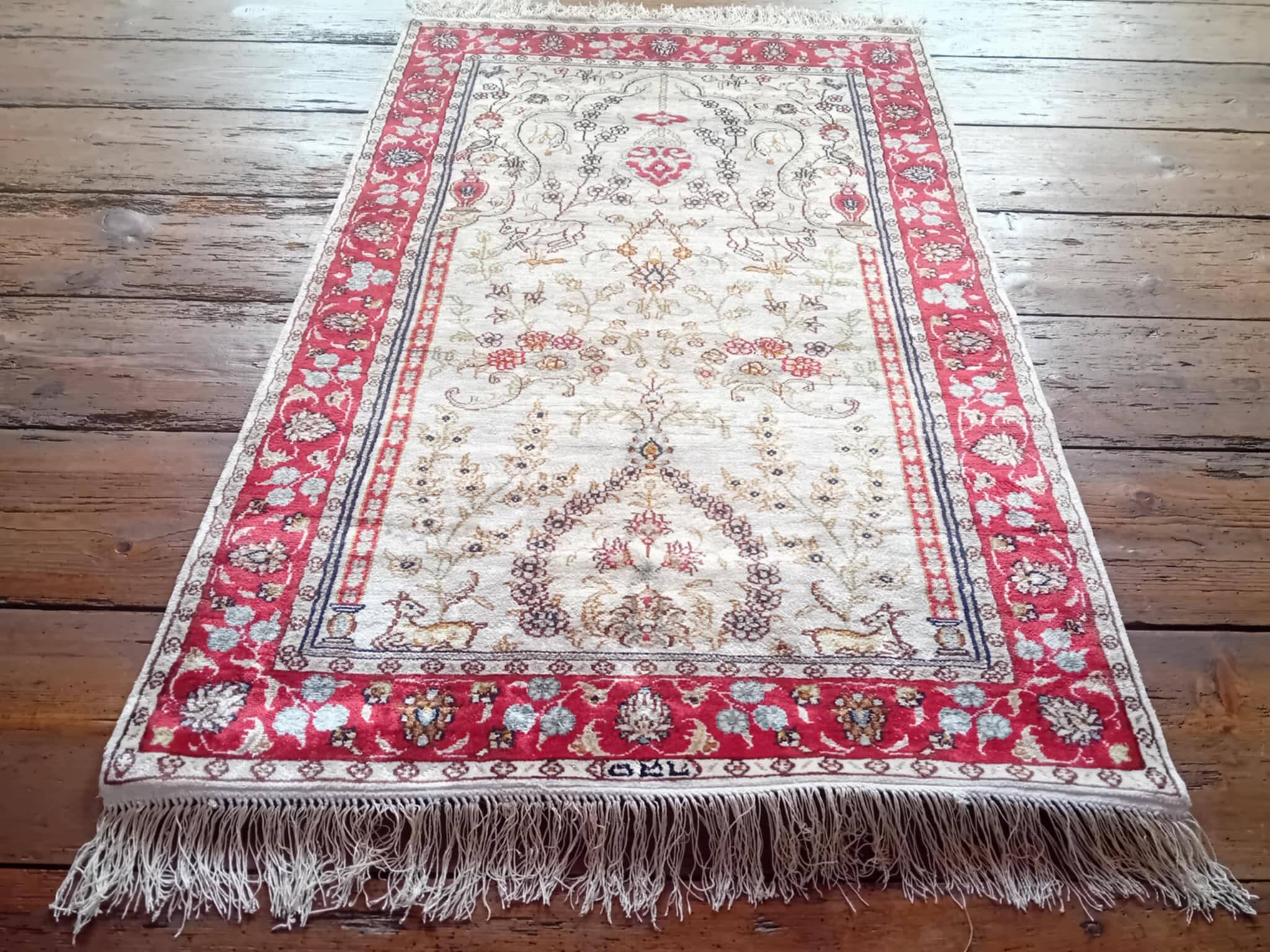 Handmade silk cashmere rug 125x76cm