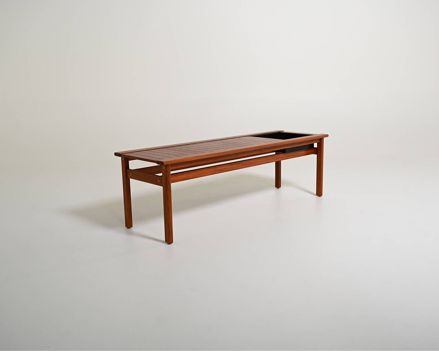 Scandinavian teak bench with planter, 1960s