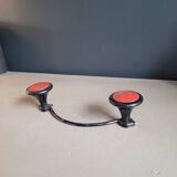 60's wall coat rack with 2 hooks