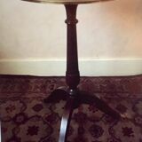 Cherry and brass pedestal side table