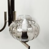 See Delmas chandelier, 3 arms, black and gold, clear glass, 1960