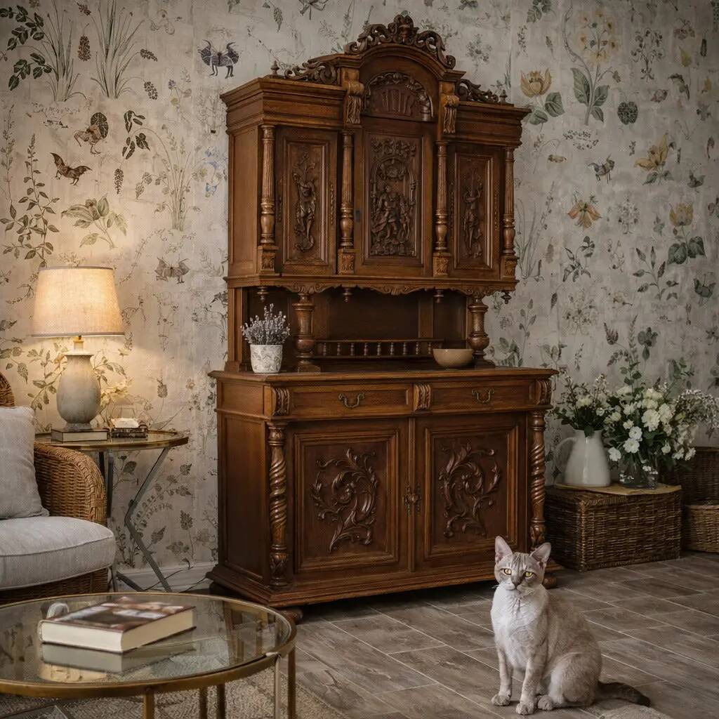 Antique neo-Renaissance oak buffet, France, 19th century.