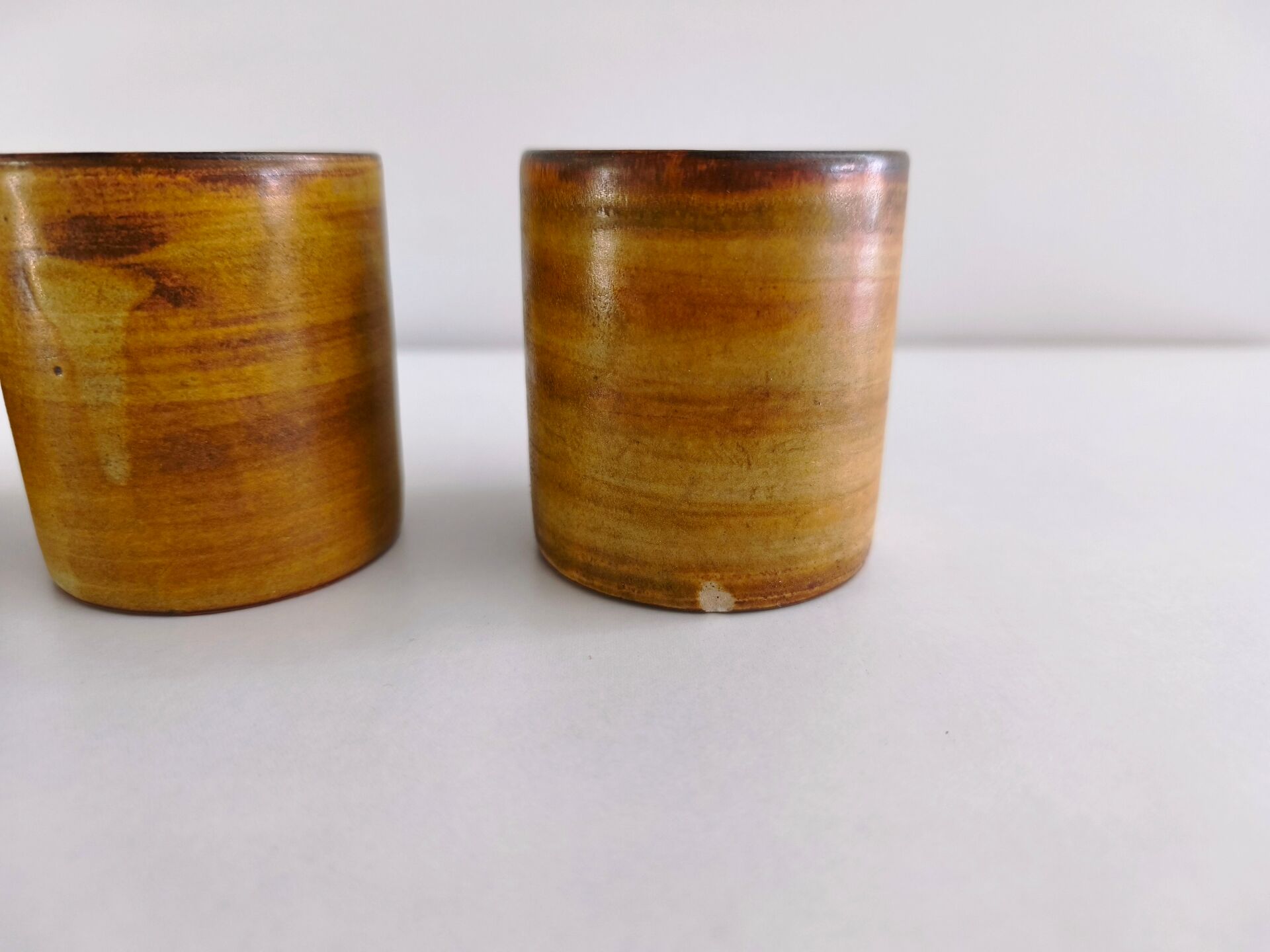 Set of 4 ceramic mugs signed Peyron