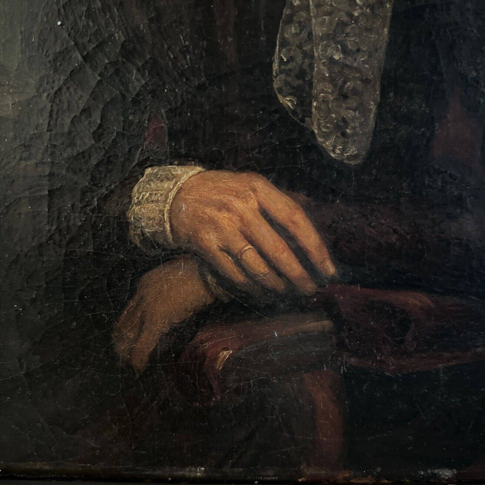 Late 19th century portrait representing a woman with a headdress and lace