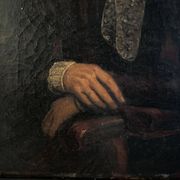 Late 19th century portrait representing a woman with a headdress and lace