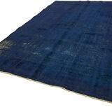 Hand-knotted anatolian vintage 1970s blue wool carpet