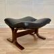 Leather ottoman "Scandinavian design" 1960.