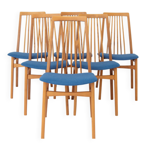 6 chaises de salle à manger allemandes en hêtre massif, années 1960