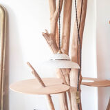 White opaline glass Clichy lamp, vintage pendant light