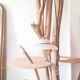 White opaline glass Clichy lamp, vintage pendant light