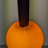 Pair of orange opaline ball pendants by Parscot, France circa 1970.