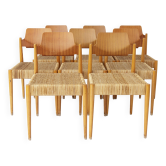 8 chaises Stühle Egon Eiermann #SE19 Bauhaus Allemagne années 1950 vintage