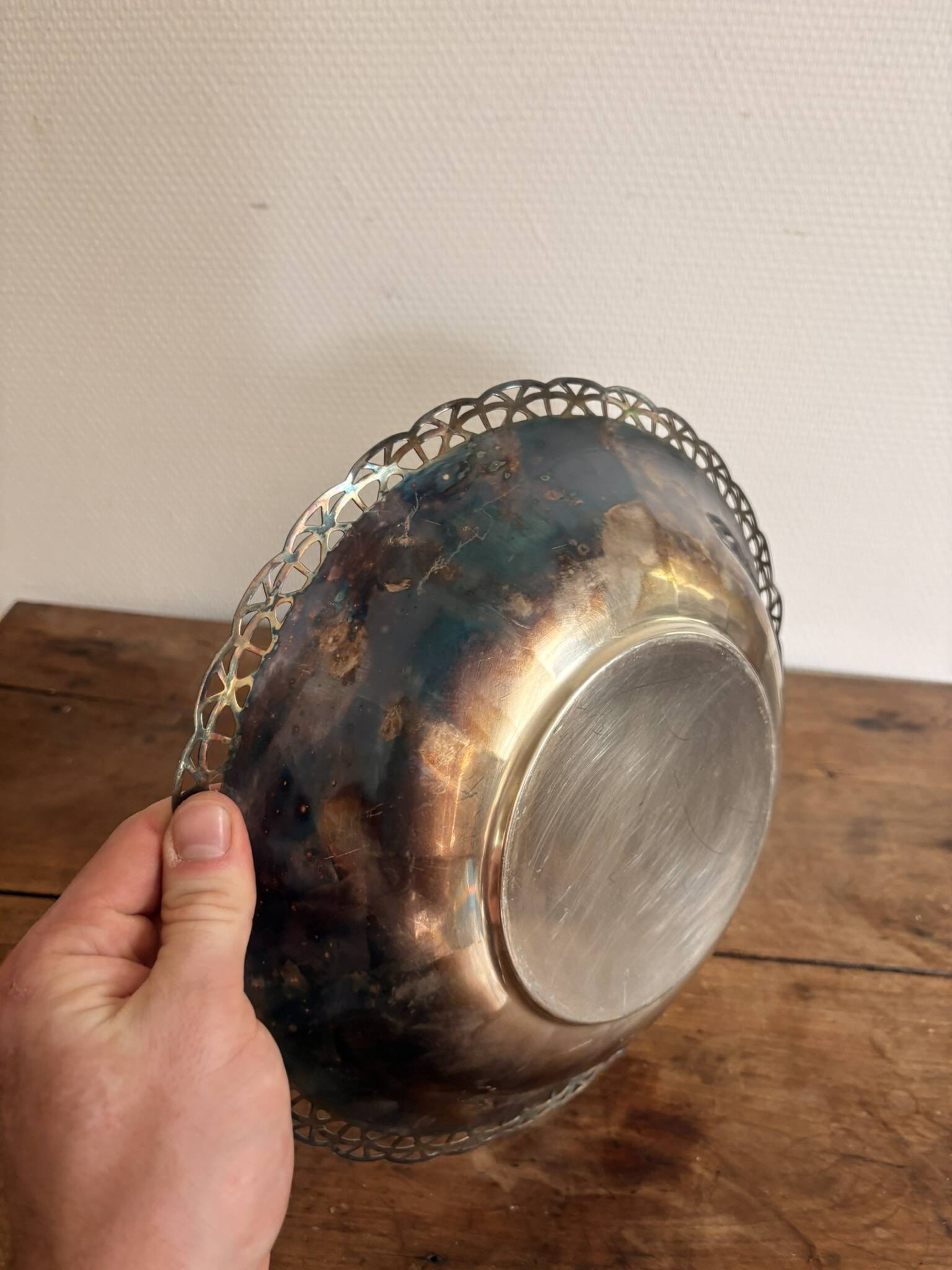 Coupe ajourée en métal argenté vintage