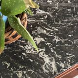 Antique bedside table in wood and marble