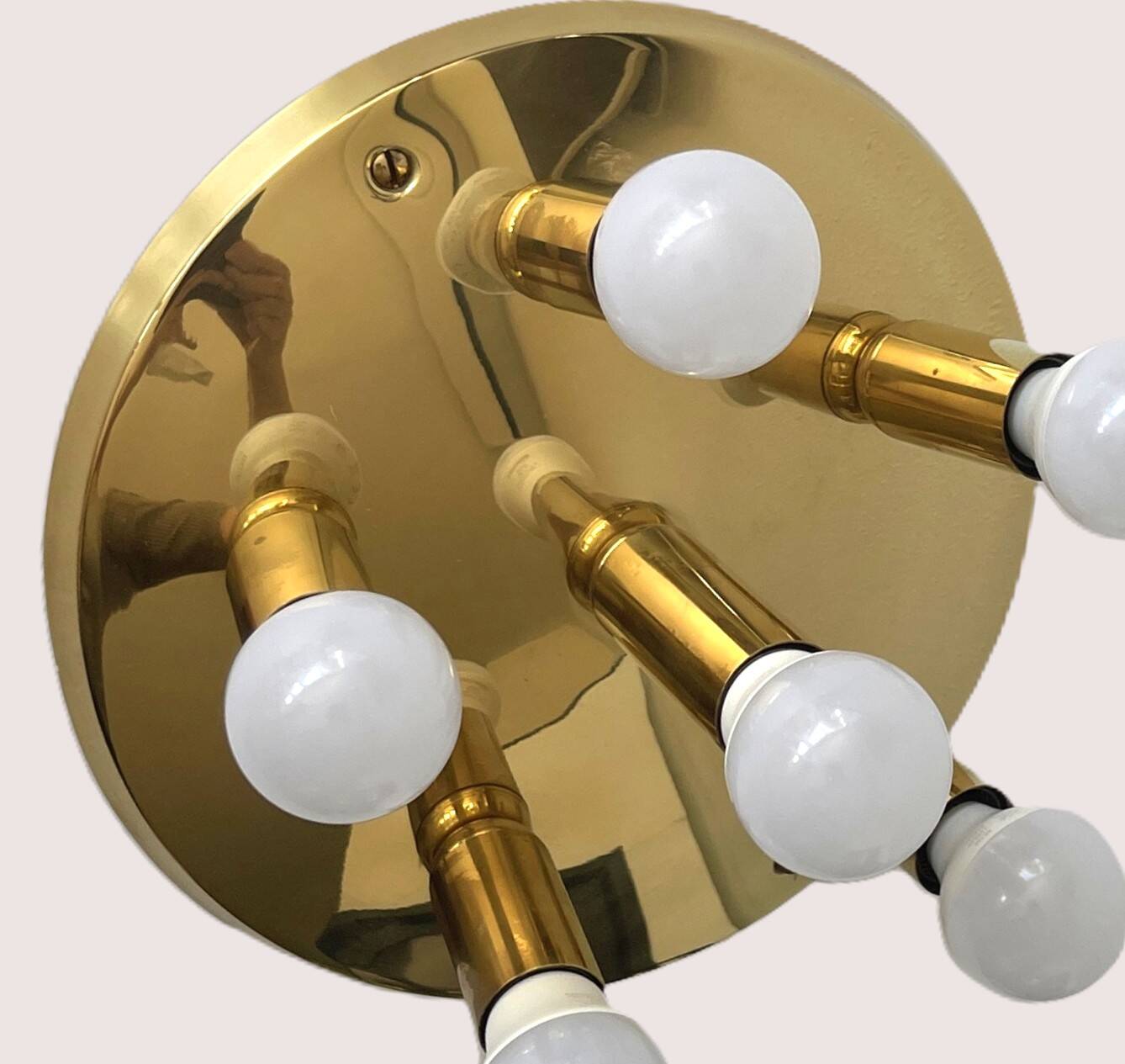 Mid-Century brass ceiling light - 6 lights - TZ Leuchten, Germany, 1980