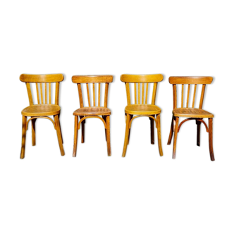 Lot 4 bistro chairs in curved wood including Luterma