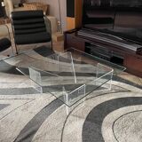 Roche Bobois coffee table. 1980. Plexiglas and glass. 100x100.