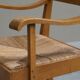 Oscar Degeyter armchair, solid wood, rush, 1942