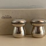 Salt and pepper mushrooms in silver metal Pavilion Christofle