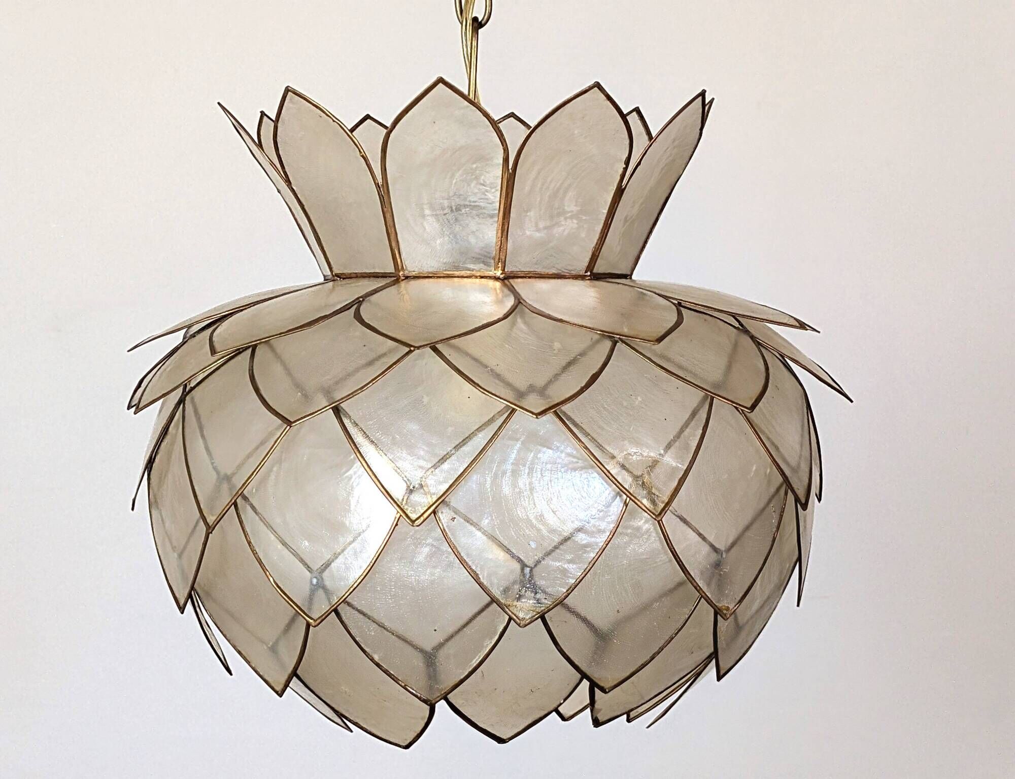 Pair of Lotus mother-of-pearl pendant lights