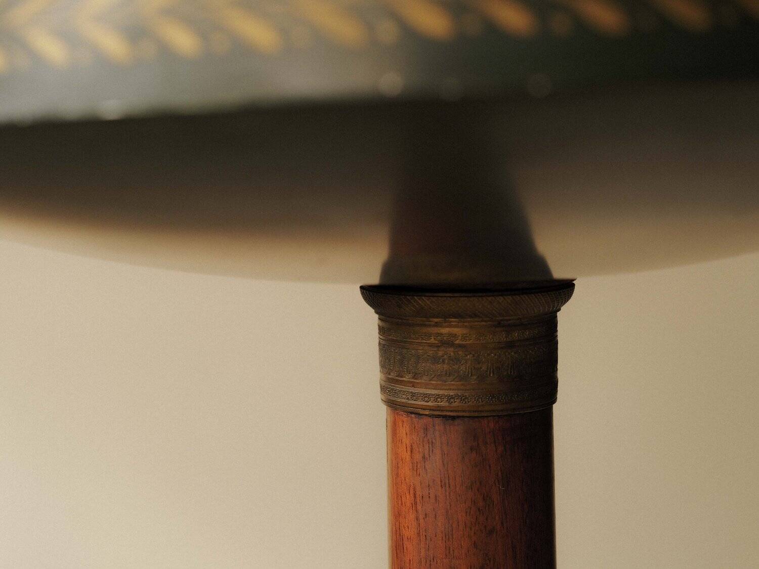 Art Deco floor lamp in mahogany and metal, 1930s