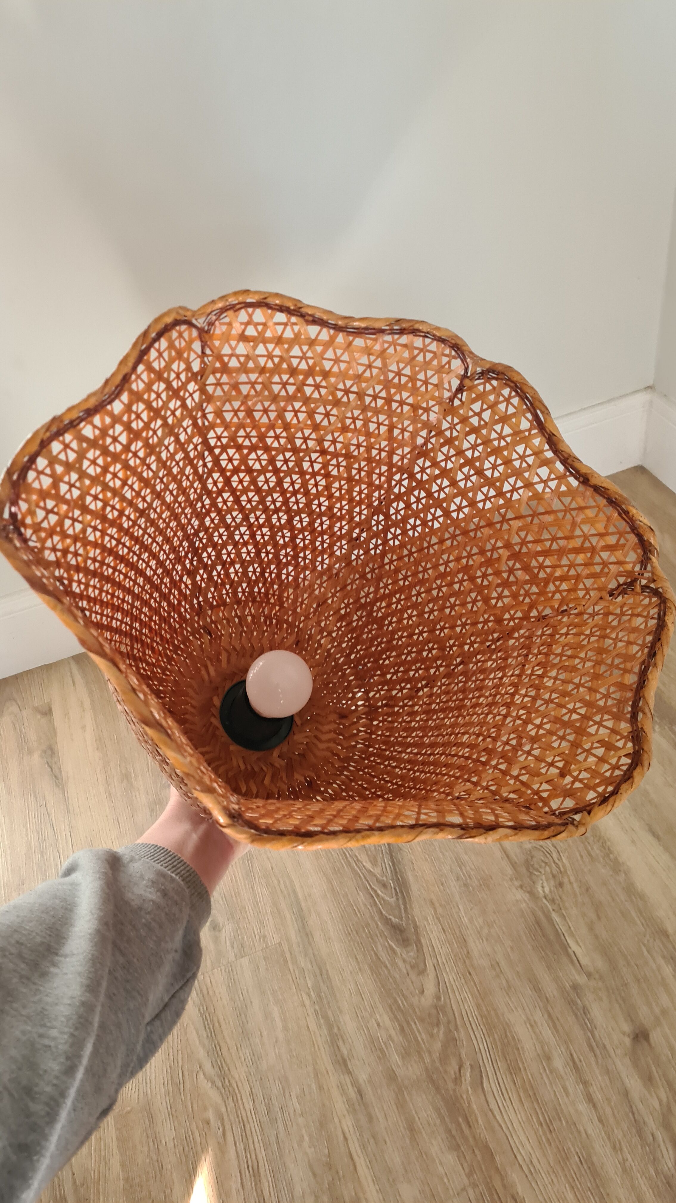 Old rattan pendant lamp / vintage luminaire