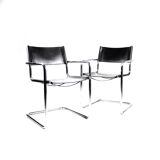 Pair of Matteo Grassi MG5 chairs in black leather and chrome
