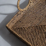 Rectangular Asian handmade basket with circular handle L:45 l:35