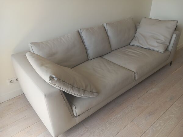Canapé B&B Italia Ray 3 places en cuir gris – Prix négociable