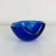Cendrier en verre soufflé Murano, bleu, vintage