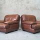 A pair of vintage Italian leather Lounge Chairs, 1970s
