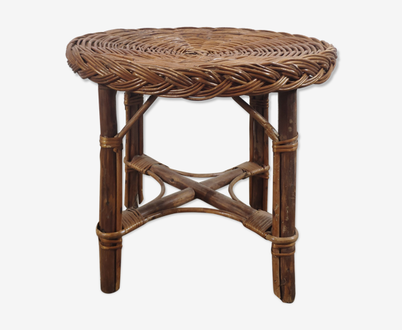 Table d'appoint chevet osier et rotin
