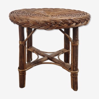 Wicker and rattan bedside side table