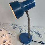 Vintage blue desk lamp, 1970s, flexible chrome metal
