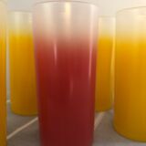 Yellow, red and frosted yellow orangeade glasses made of vintage glass