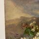 Old painting, still life with daisy roses and wild flowers, signed, early XX century