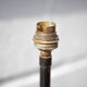 wrought iron and brass floor lamp with tripod leg, vintage floor lamp, 50s