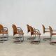 Set of eight cognac leather Dialogo Dessau dining chairs by Afra E Tobia Scarpa