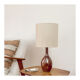 Lampe grès et jute tissée écrue