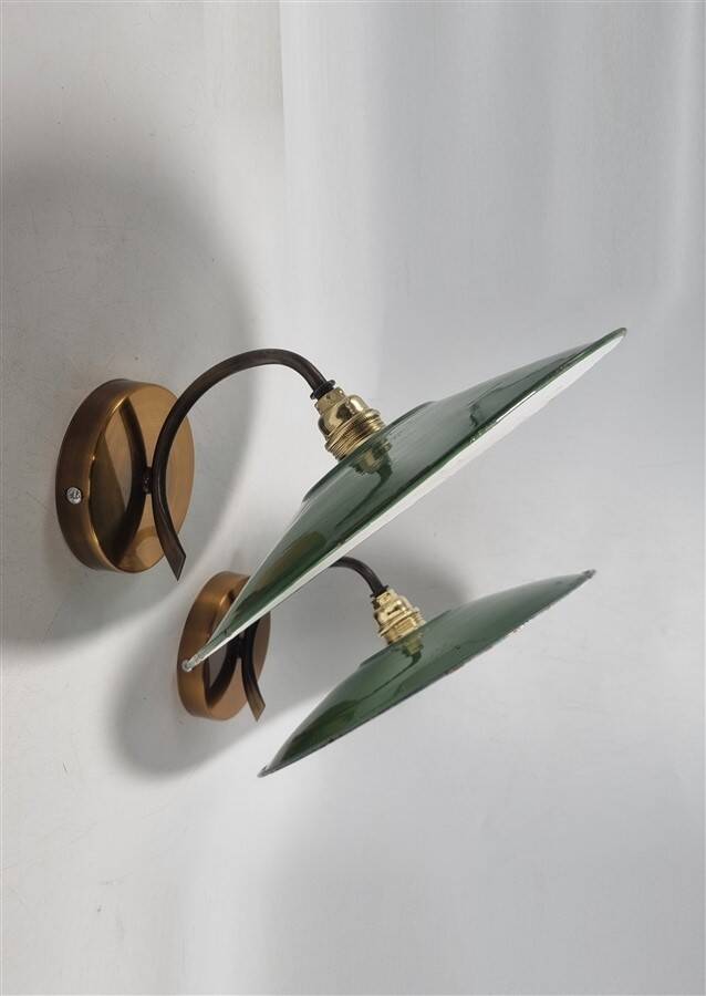 Pair of enameled sheet metal wall lights