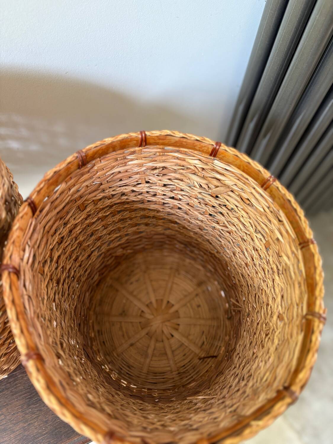2 paniers en rotin vintage