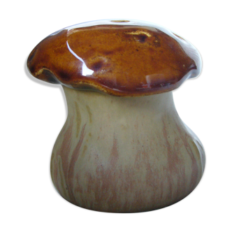 Signed ceramic mustard pot in the shape of a cep