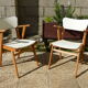Pair of Bridge skai and wood chairs years 70's