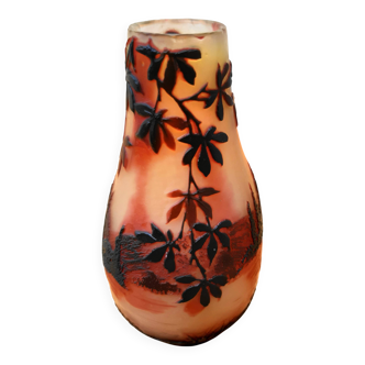 Small glass paste vase signed Devez.