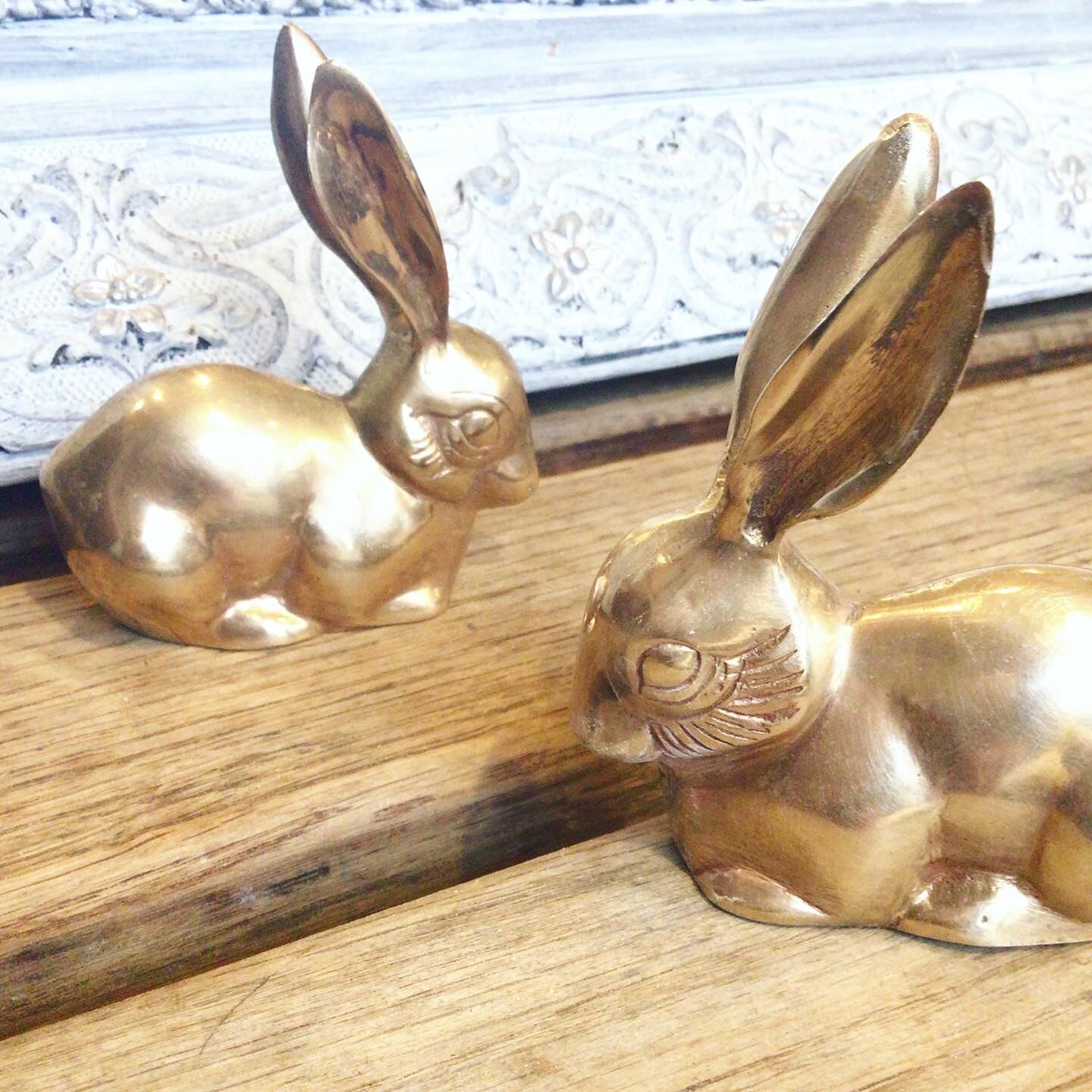 Couple of brass rabbits